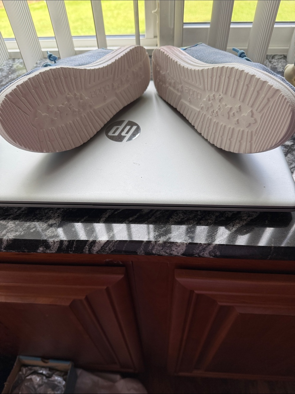 NWT Hey Dude Blue sparkle Denim-Style Slip-On Shoes - Picture 3 of 4